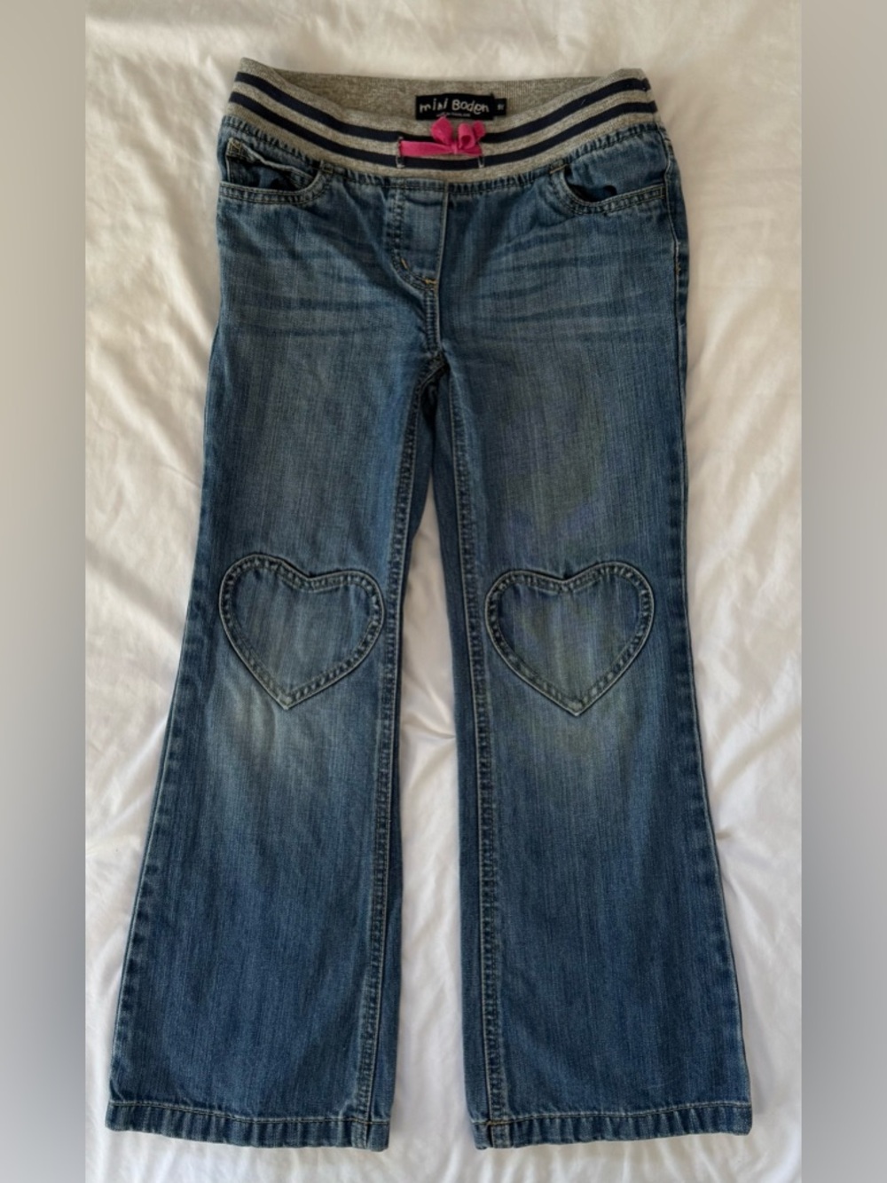 Mini-Boden Girls' Heart-Knee Jeans
